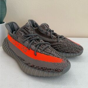 Adidas Yeezy Boost SPLY-350 V2 Beluga Reflective Gray Mesh w/Orange Sneakers